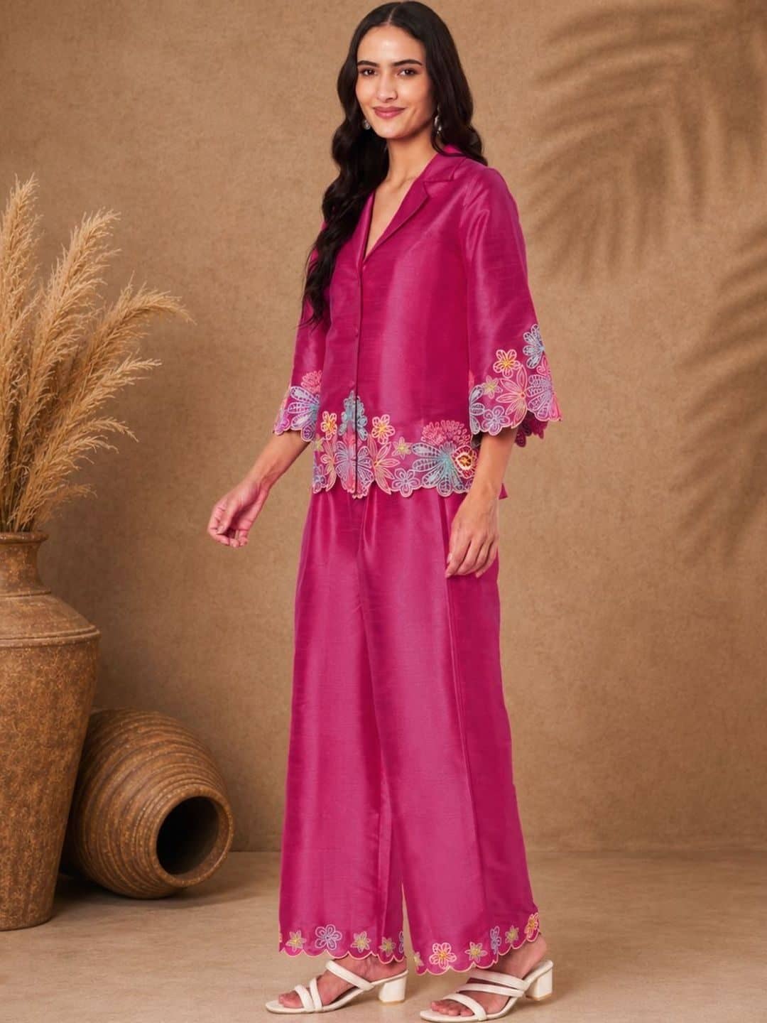 SILCHIC Embroidered Shirt with Palazzos — photo 2