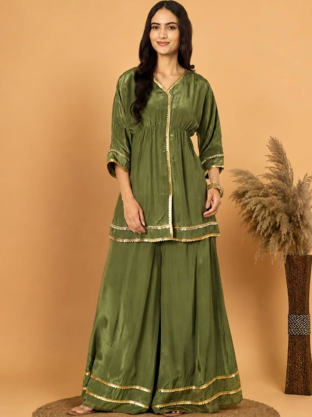 SILCHIC Embellished Tunic with Palazzos — photo 1