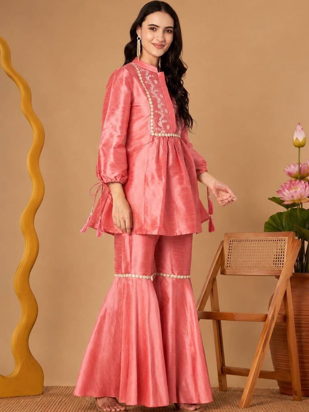 SILCHIC Embroidered Tunic with Palazzos — photo 3