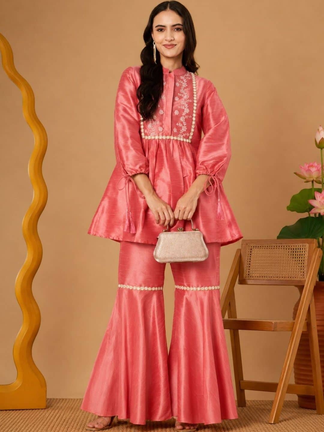 SILCHIC Embroidered Tunic with Palazzos — photo 4