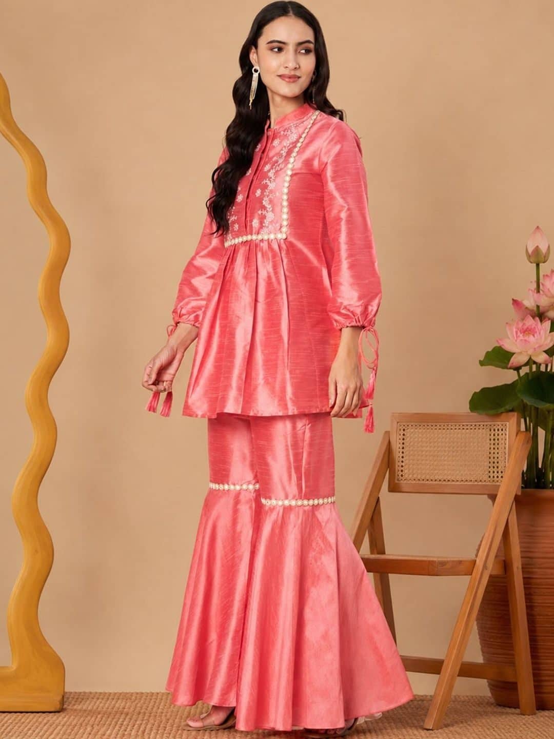 SILCHIC Embroidered Tunic with Palazzos — photo 2