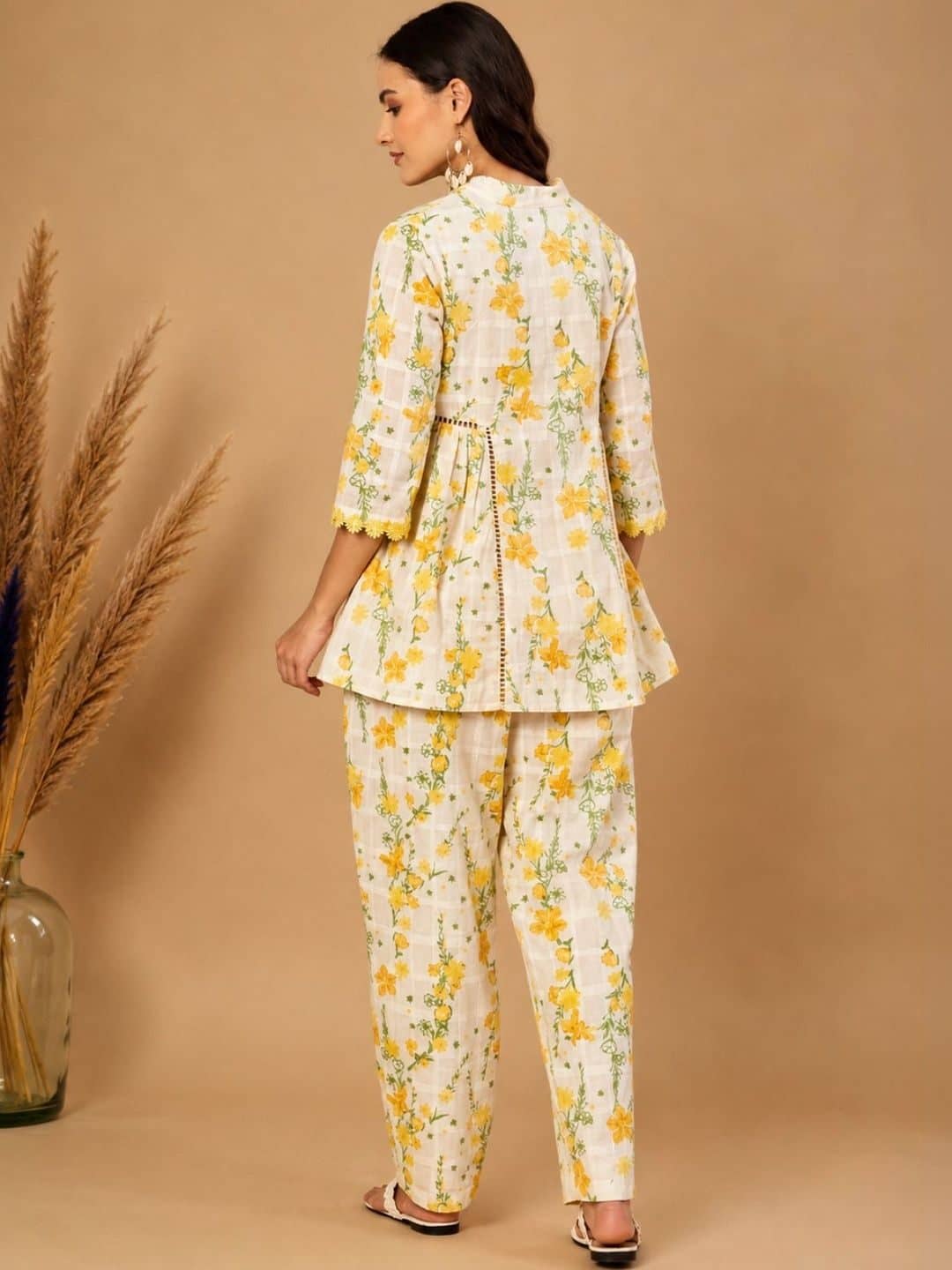 SILCHIC Floral Cotton Printed Top with Trousers — photo 3
