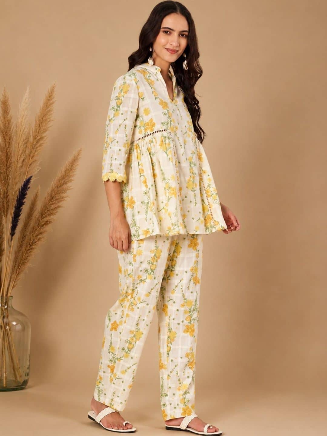 SILCHIC Floral Cotton Printed Top with Trousers — photo 2