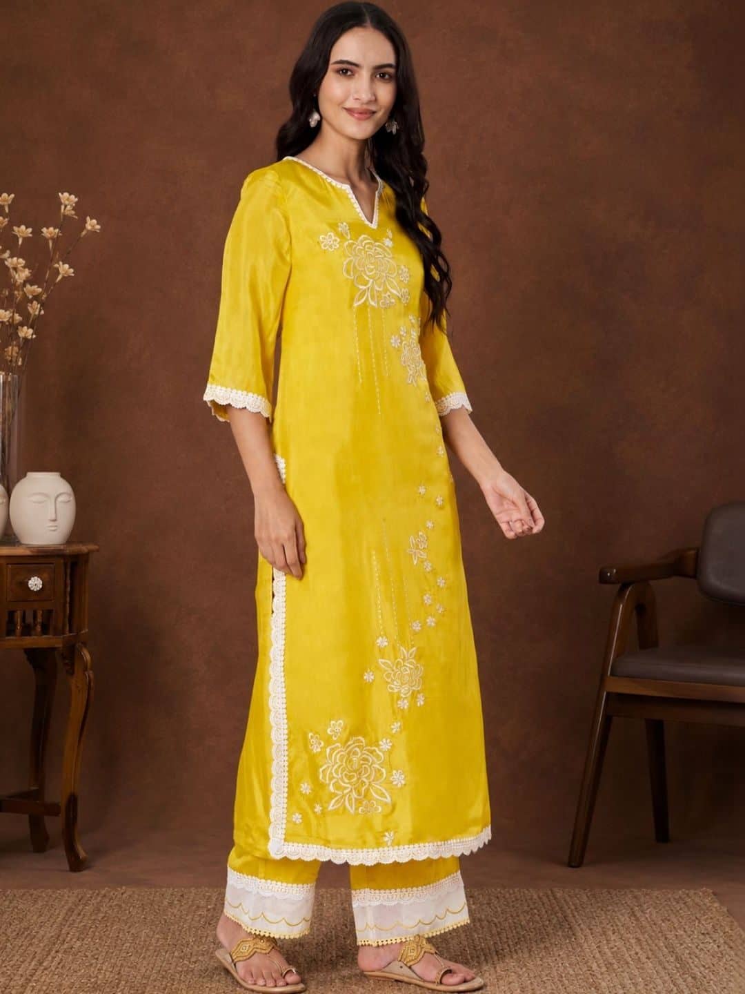 SILCHIC Women Embroidered Regular Thread Work Kurta with Trousers & With Dupatta — photo 4