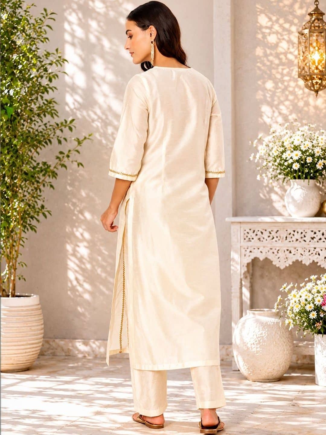 SILCHIC Women Regular Gotta Patti Dupion Silk Kurta with Trousers — photo 4
