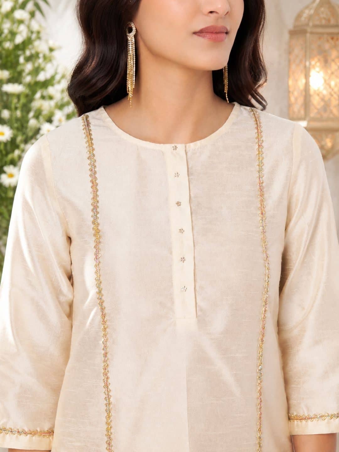 SILCHIC Women Regular Gotta Patti Dupion Silk Kurta with Trousers — photo 5