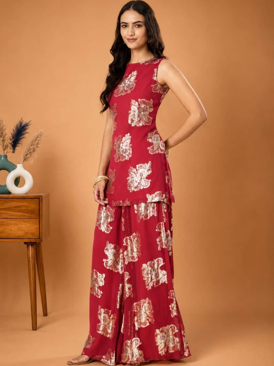 SILCHIC Women Floral Printed Regular Kurta with Palazzos — photo 2