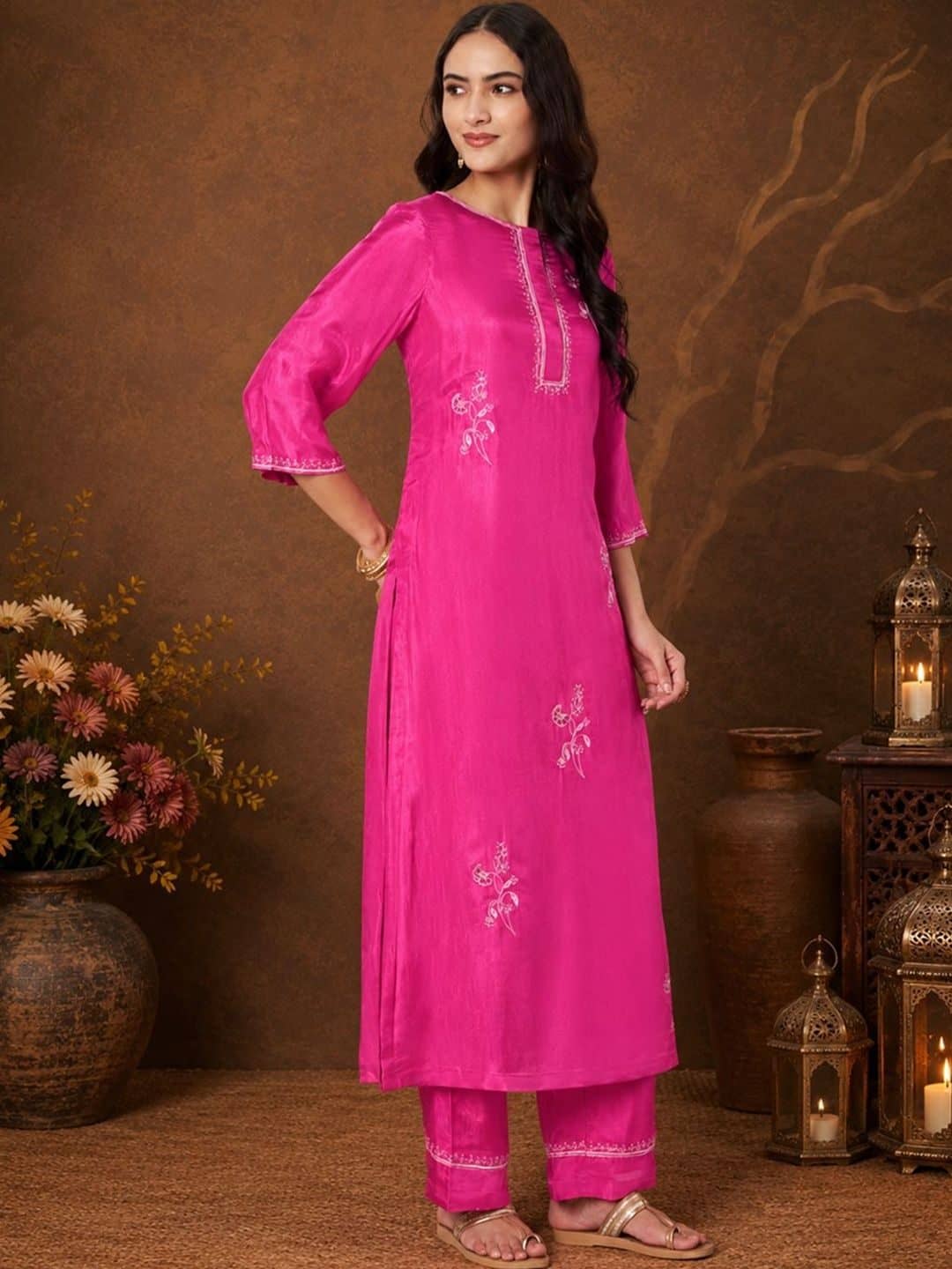 SILCHIC Women Ethnic Motifs Embroidered Regular Thread Work Kurta with Trousers & With Dupatta — photo 4