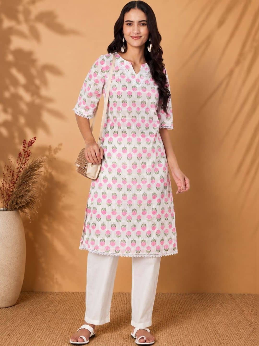 SILCHIC Women Floral Printed Regular Pure Cotton Kurta with Trousers — photo 5