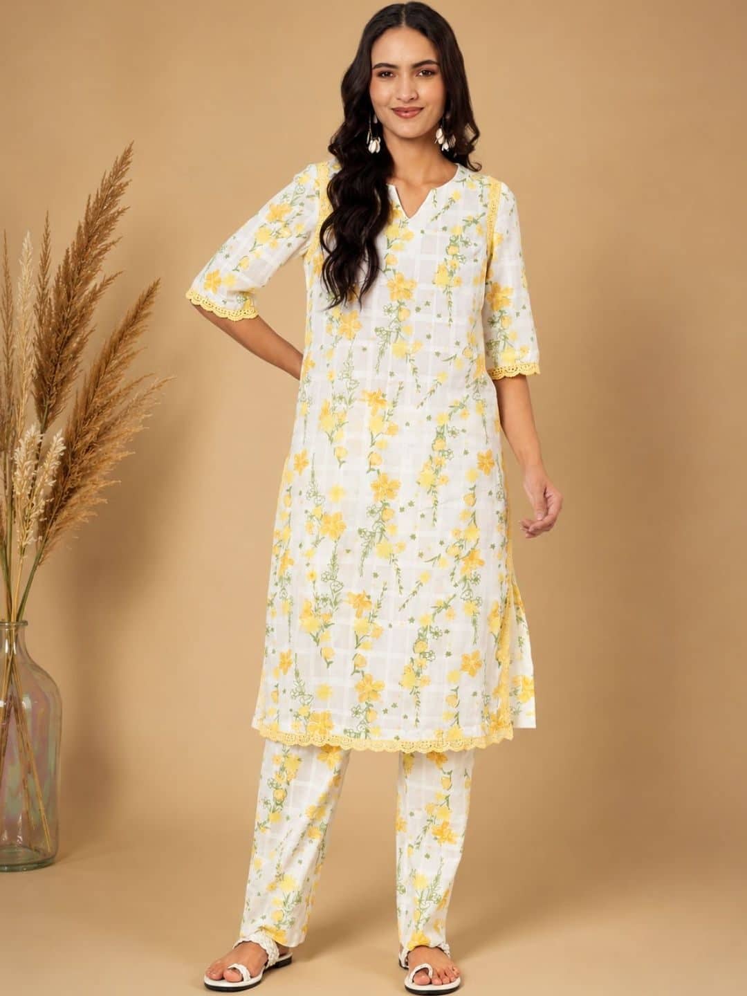 SILCHIC Women Floral Printed Regular Pure Cotton Kurta with Trousers — photo 5