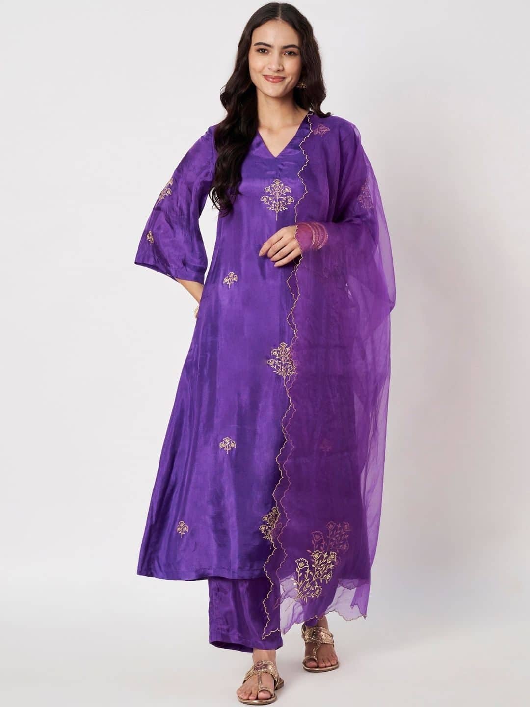 SILCHIC Women Ethnic Motifs Embroidered Regular Thread Work Kurta with Trousers & With Dupatta — photo 1
