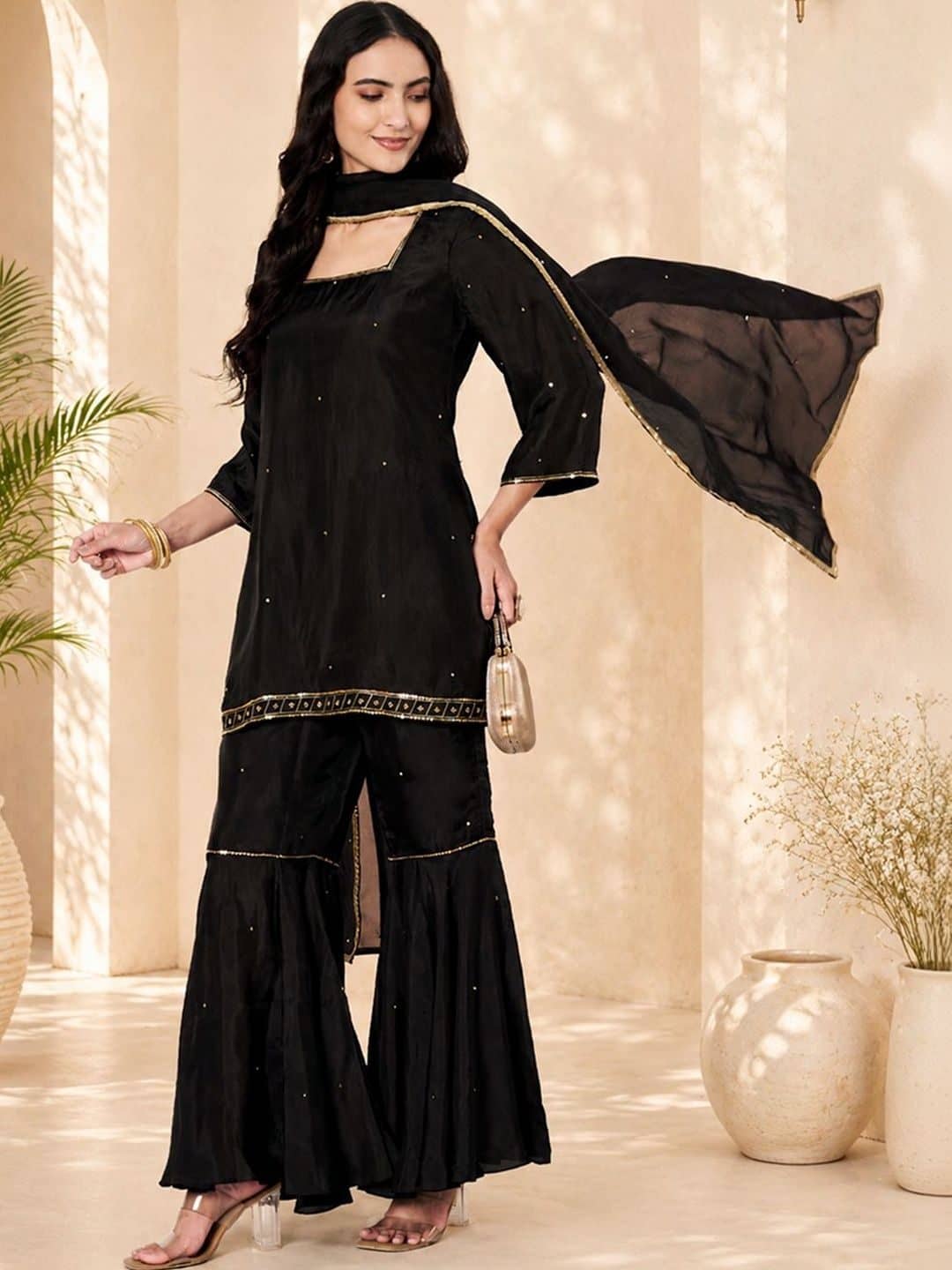 SILCHIC Women Regular Gotta Patti Kurta with Sharara & With Dupatta — photo 3