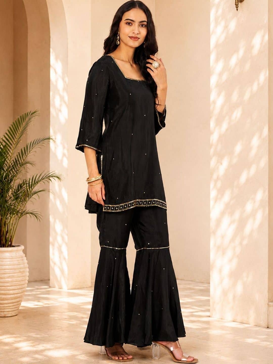 SILCHIC Women Regular Gotta Patti Kurta with Sharara & With Dupatta — photo 2