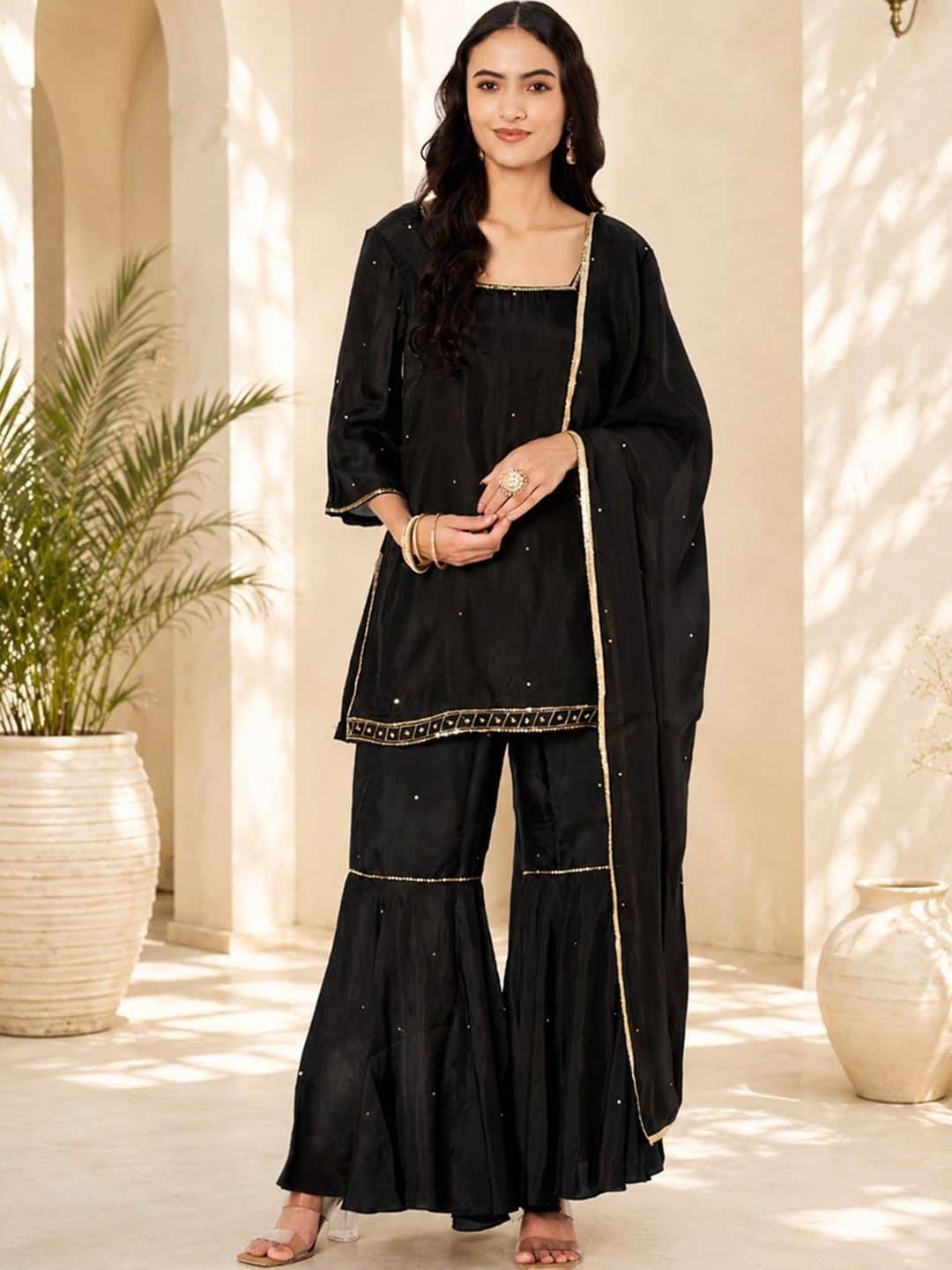 SILCHIC Women Regular Gotta Patti Kurta with Sharara & With Dupatta — photo 1