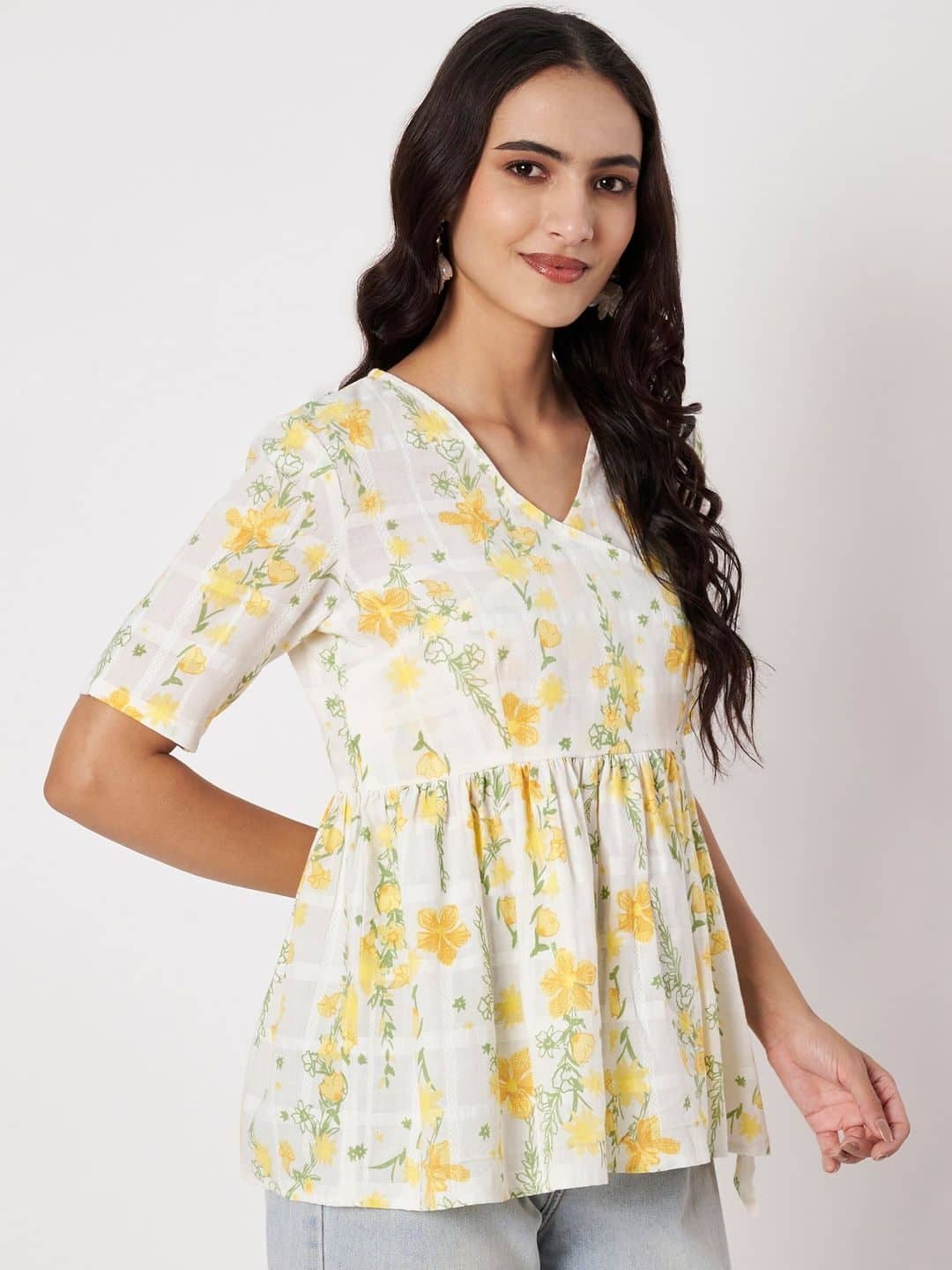 SILCHIC Floral Print Cotton Wrap Top — photo 3