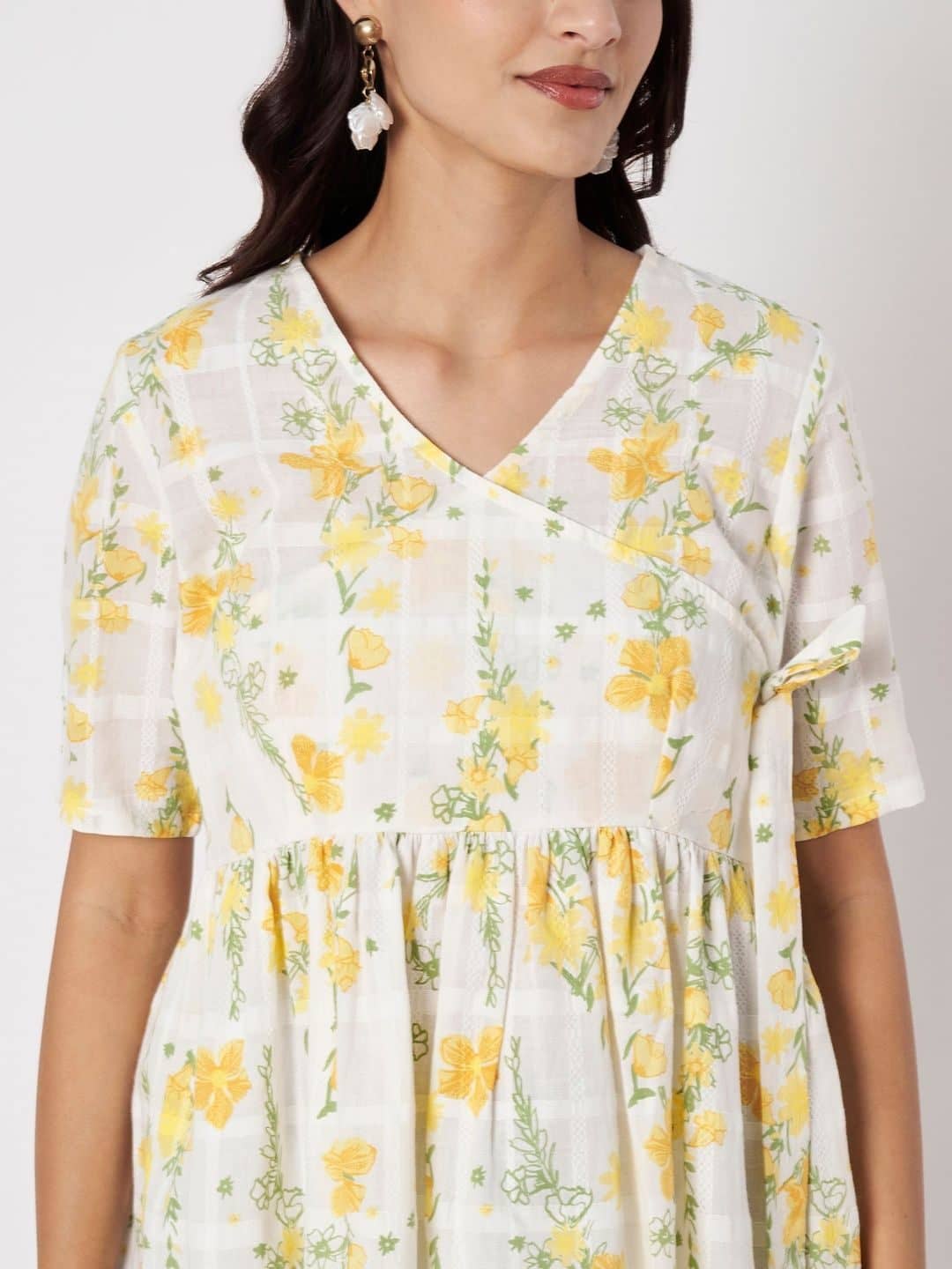 SILCHIC Floral Print Cotton Wrap Top — photo 4
