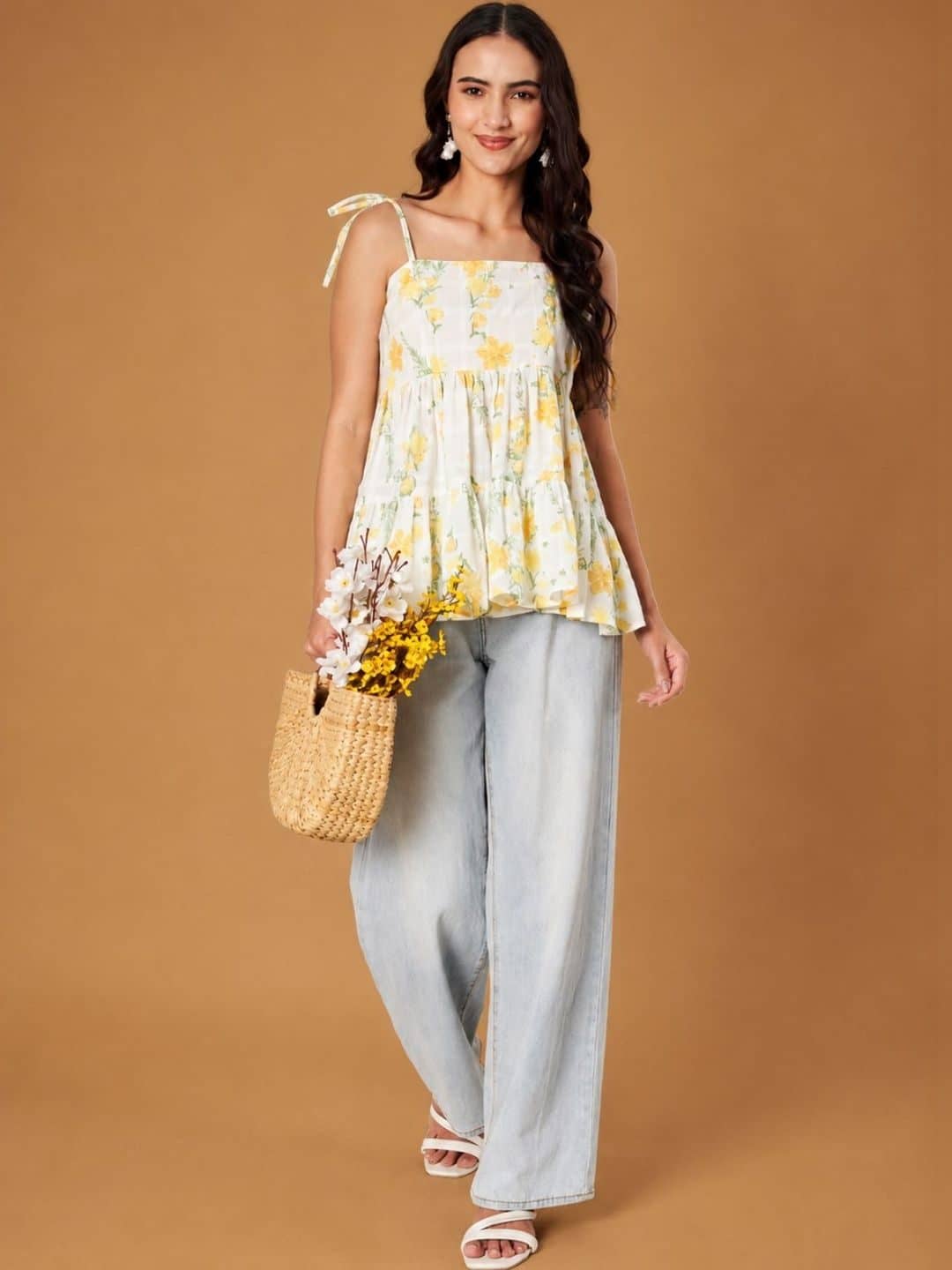 SILCHIC Floral Print Cotton Tiered Top — photo 6