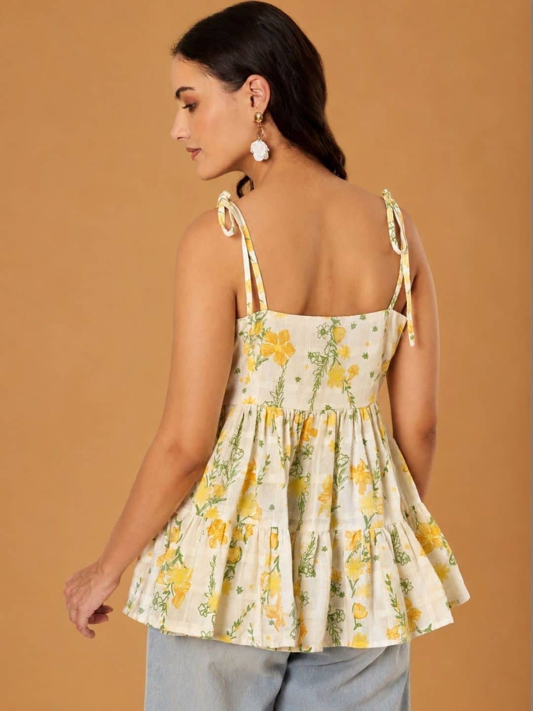 SILCHIC Floral Print Cotton Tiered Top — photo 2
