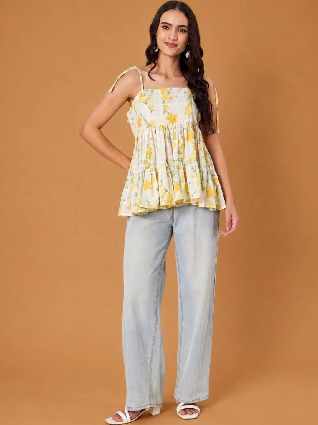 SILCHIC Floral Print Cotton Tiered Top — photo 4