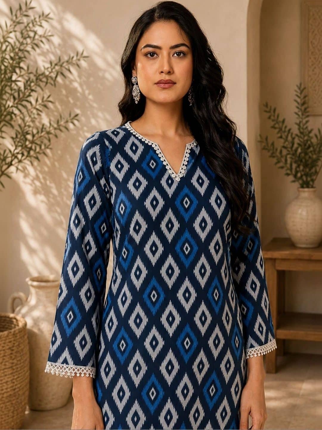 SILCHIC Women Geometric Printed Indigo Kurta — photo 5