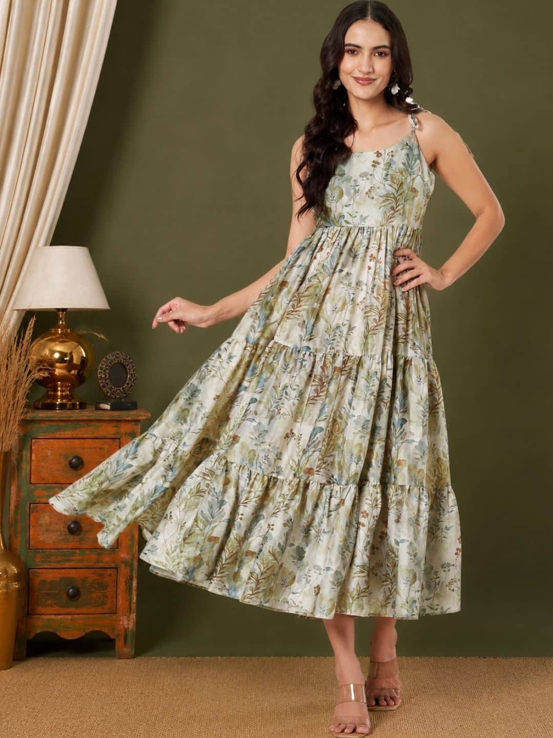 SILCHIC Floral Print A-Line Midi Dress — photo 1