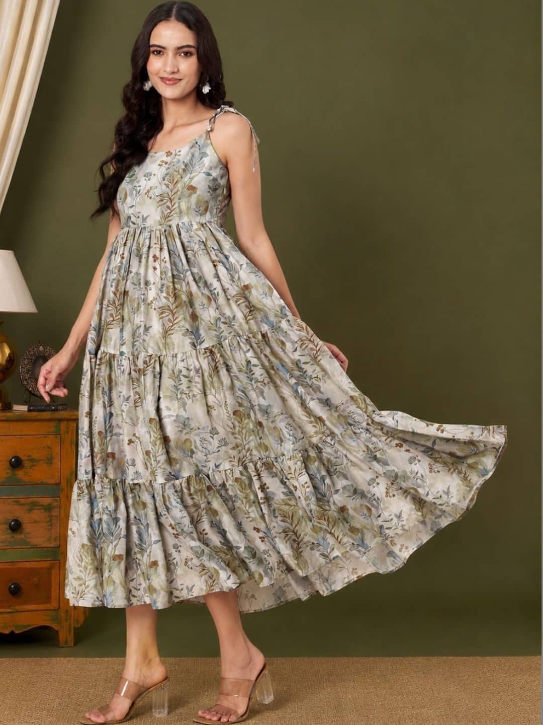 SILCHIC Floral Print A-Line Midi Dress — photo 2
