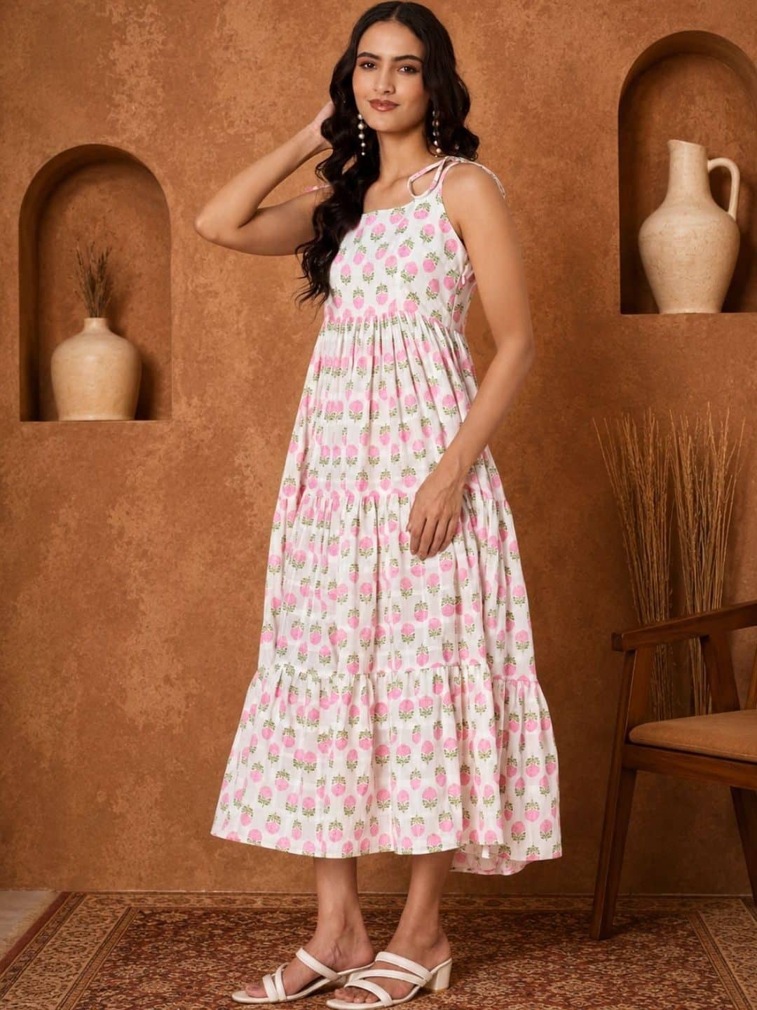 SILCHIC Floral Print Fit & Flare Maxi Dress