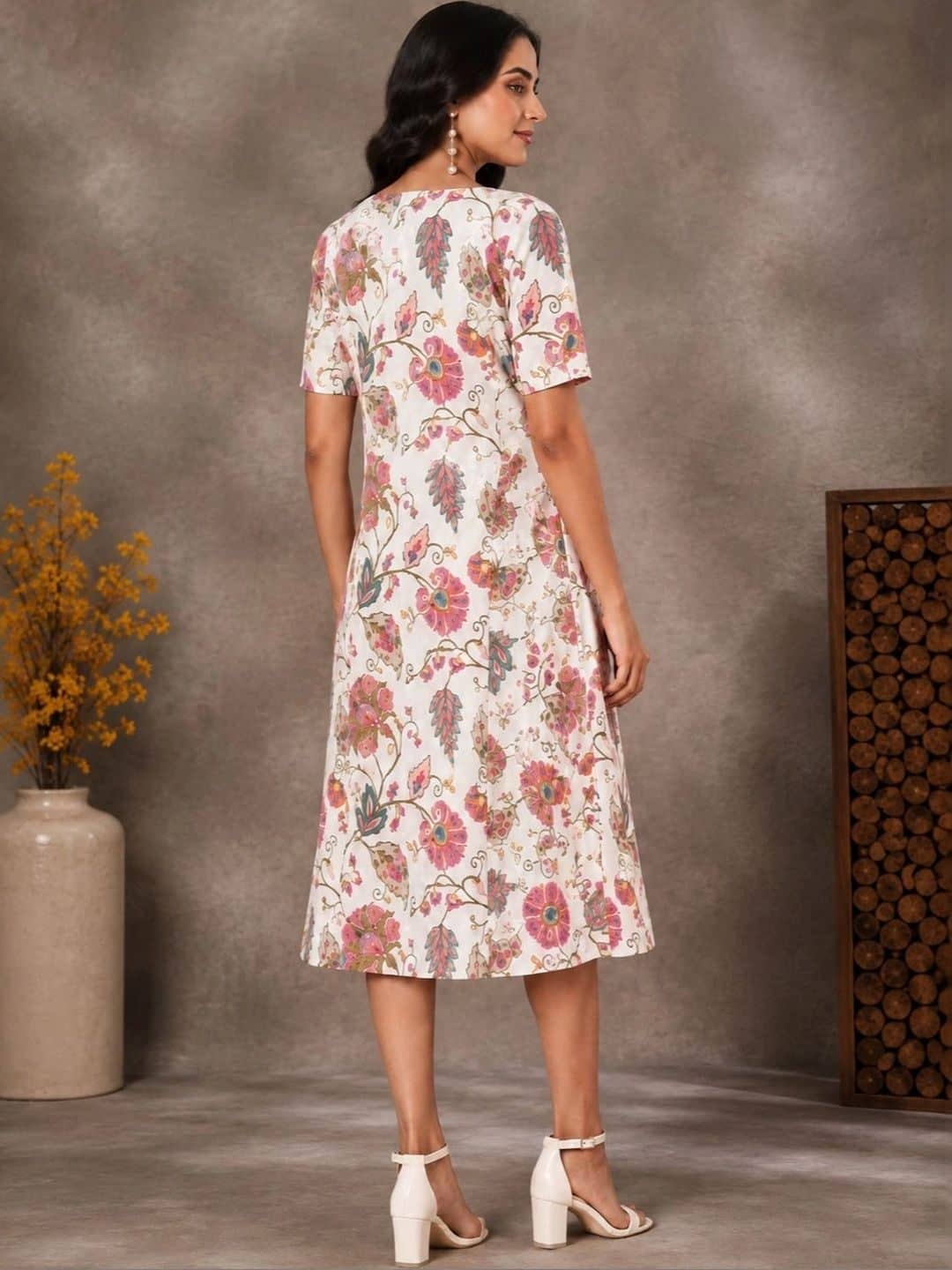 SILCHIC Floral Print A-Line Midi Dress — photo 4