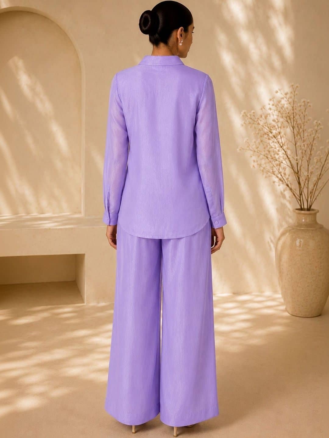 SILCHIC Self Design Shirt with Palazzos — photo 2