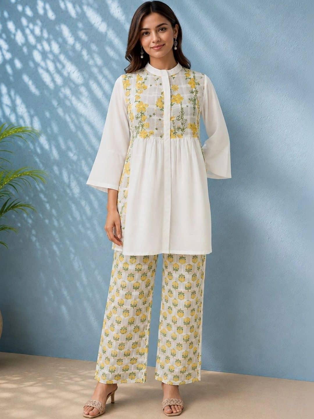SILCHIC Floral Cotton Printed Tunic with Trousers — photo 1