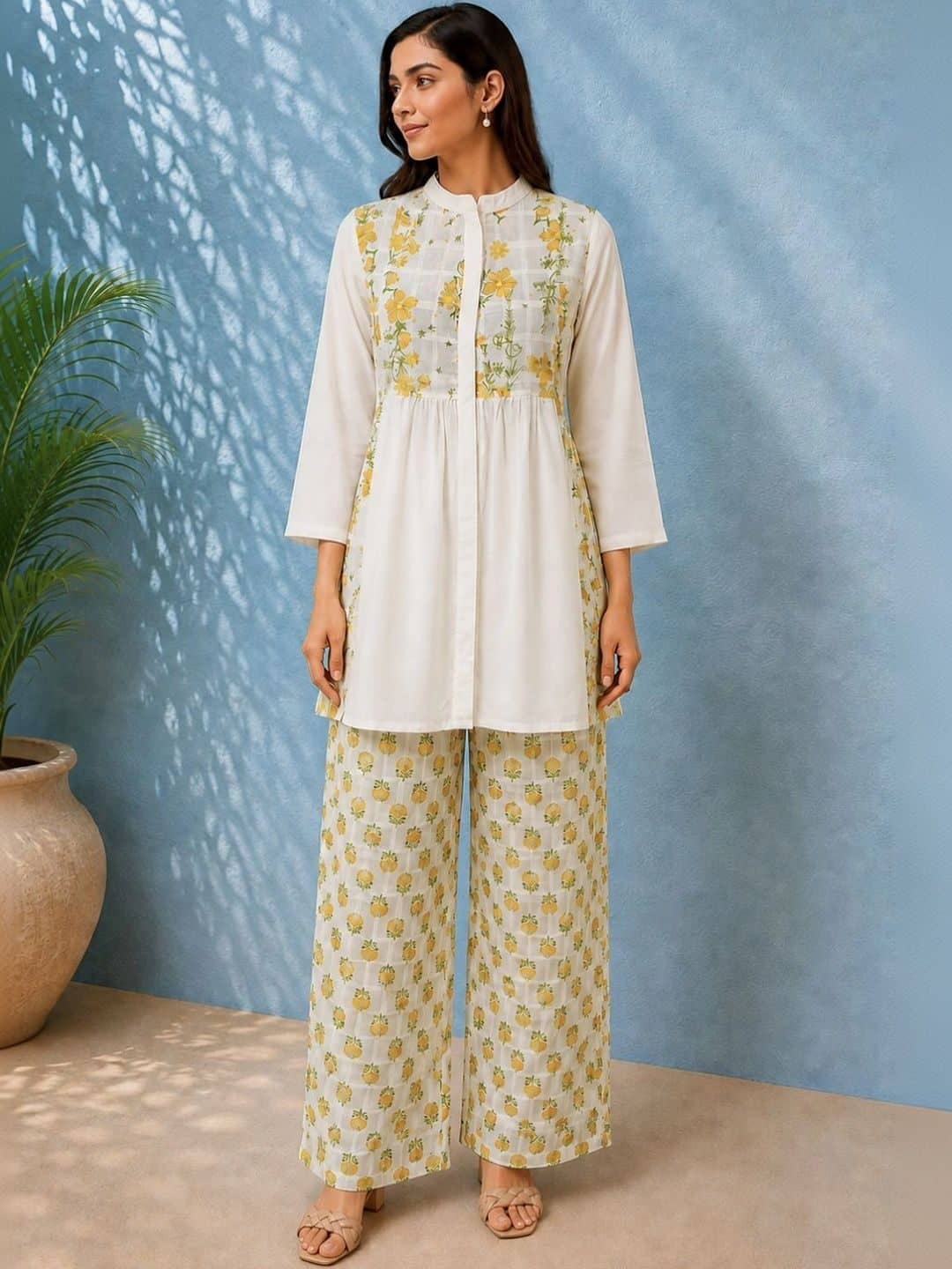 SILCHIC Floral Cotton Printed Tunic with Trousers — photo 6