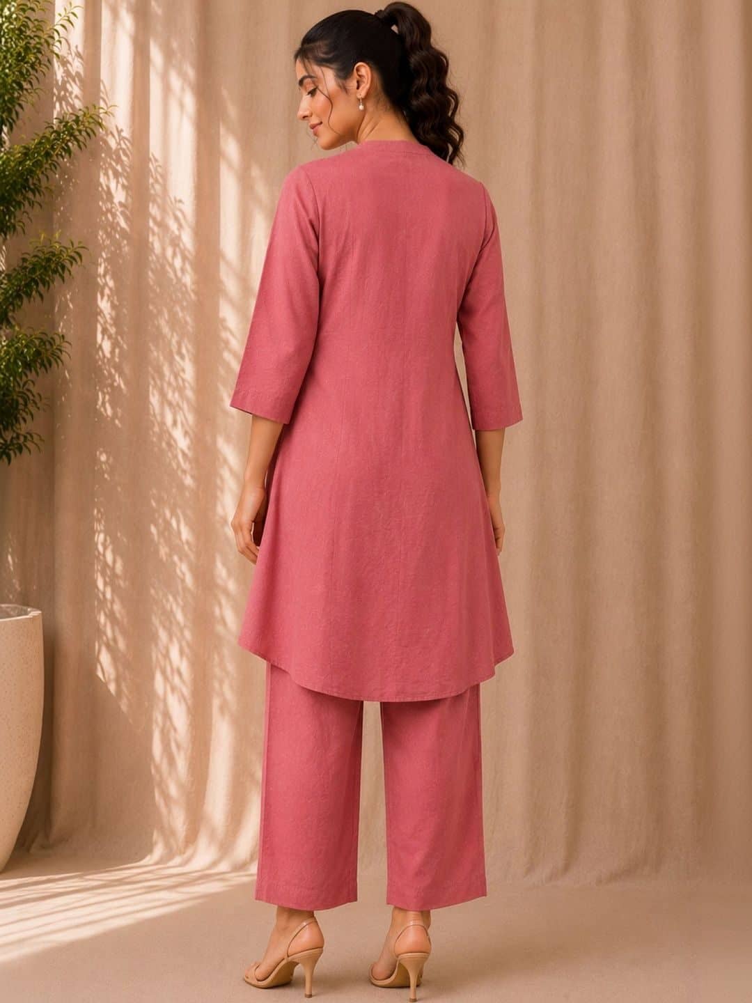 SILCHIC Women Pleated Dupion Silk Kurta with Trousers — photo 3