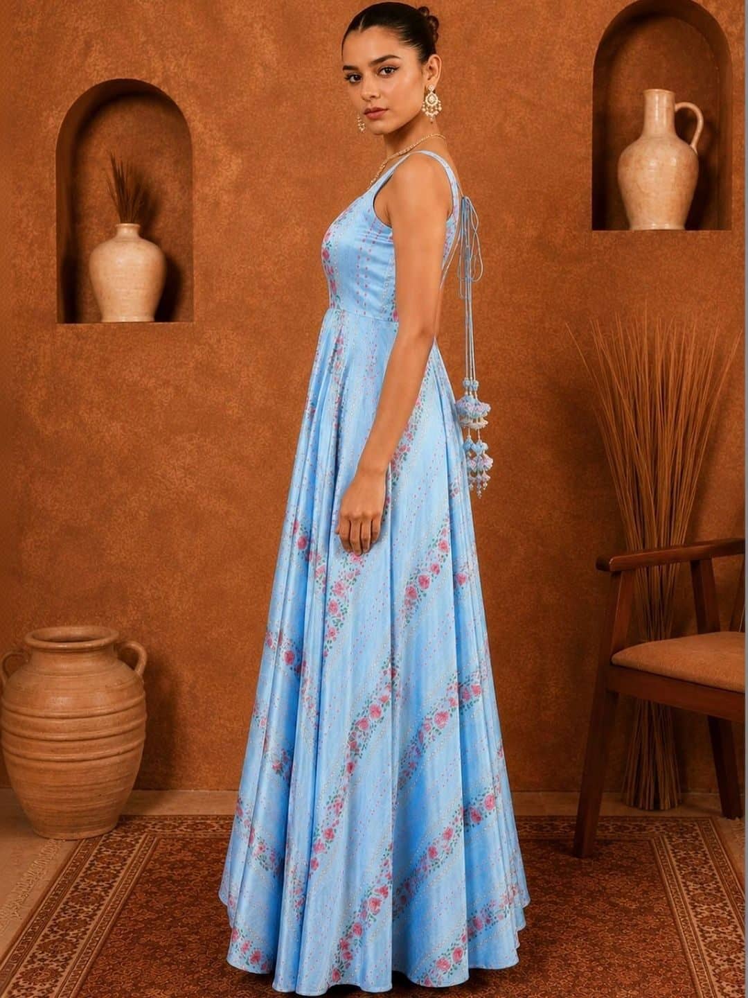 SILCHIC Floral Print Satin A-Line Maxi Dress — photo 3