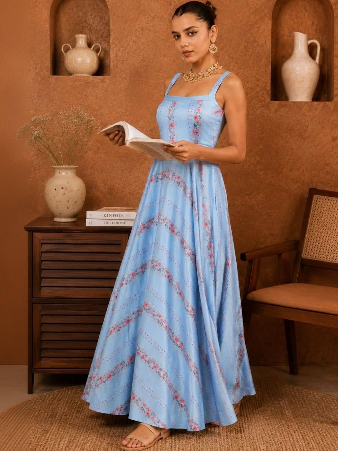 SILCHIC Floral Print Satin A-Line Maxi Dress — photo 6