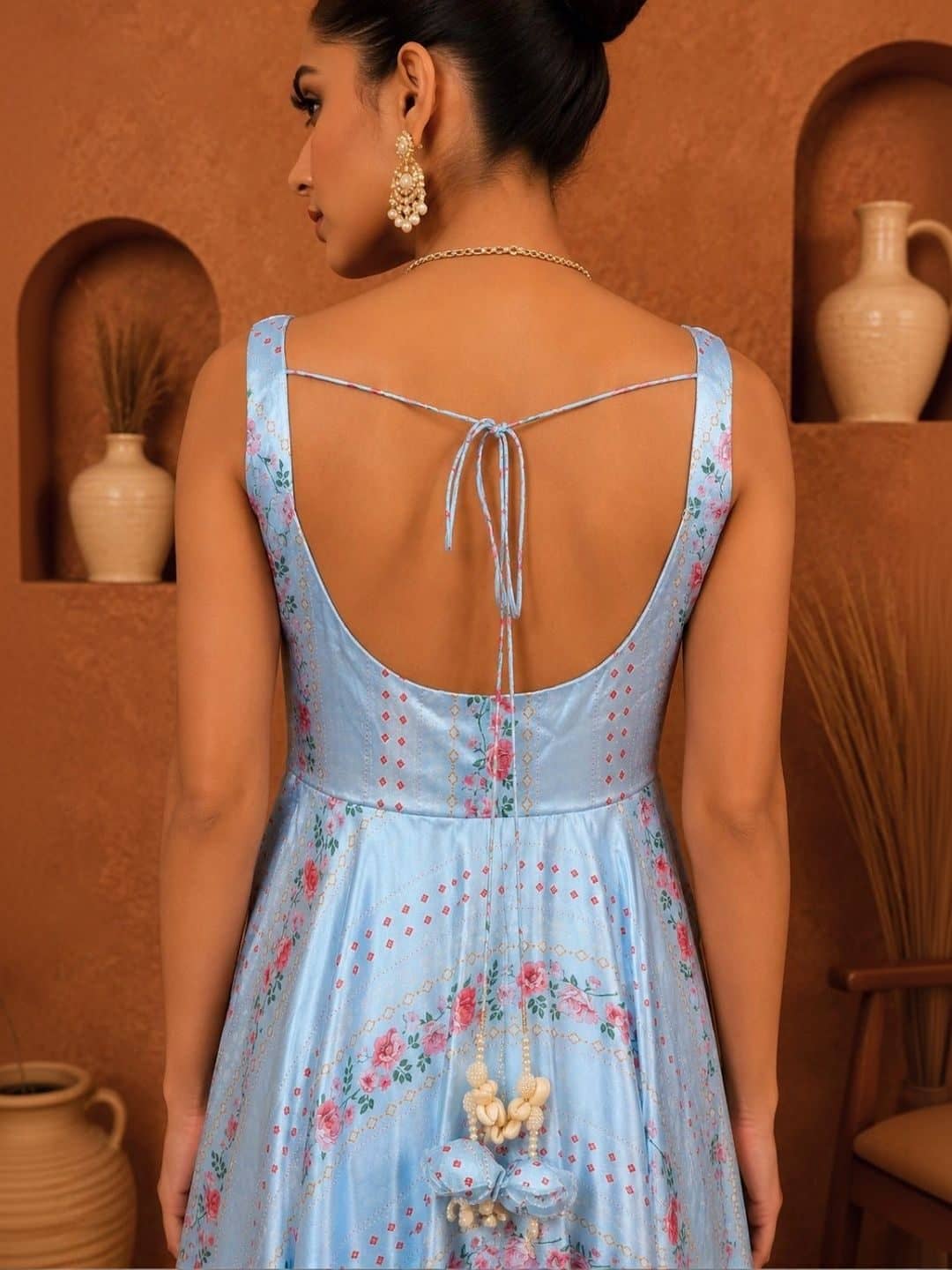 SILCHIC Floral Print Satin A-Line Maxi Dress — photo 4