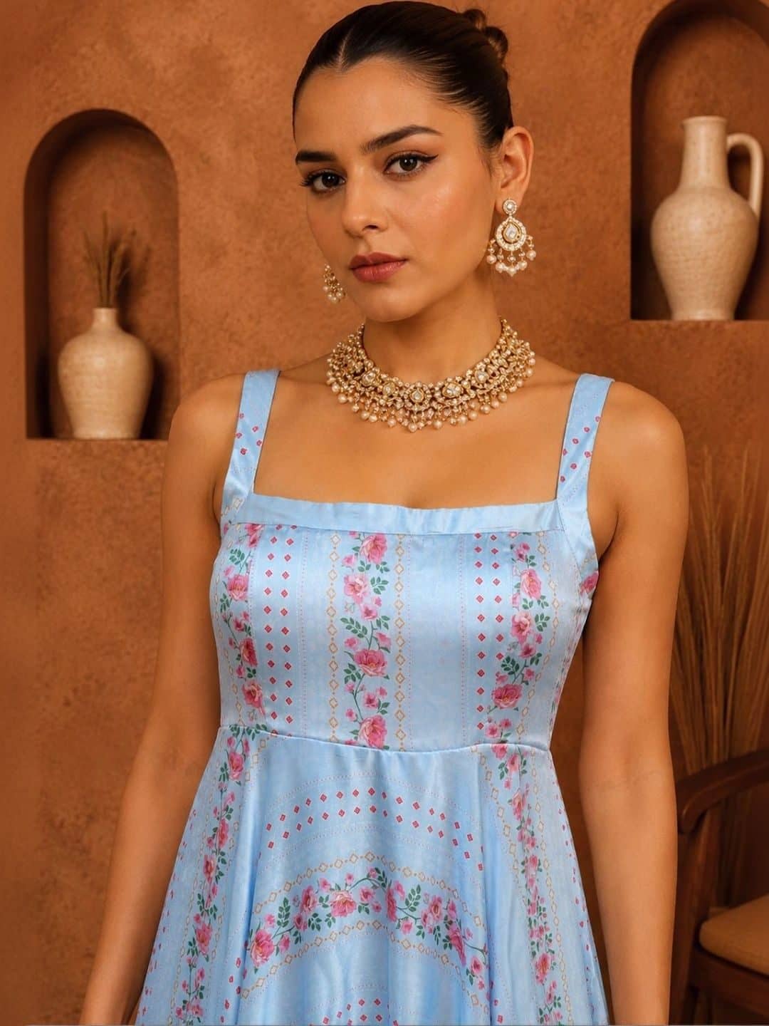 SILCHIC Floral Print Satin A-Line Maxi Dress — photo 5