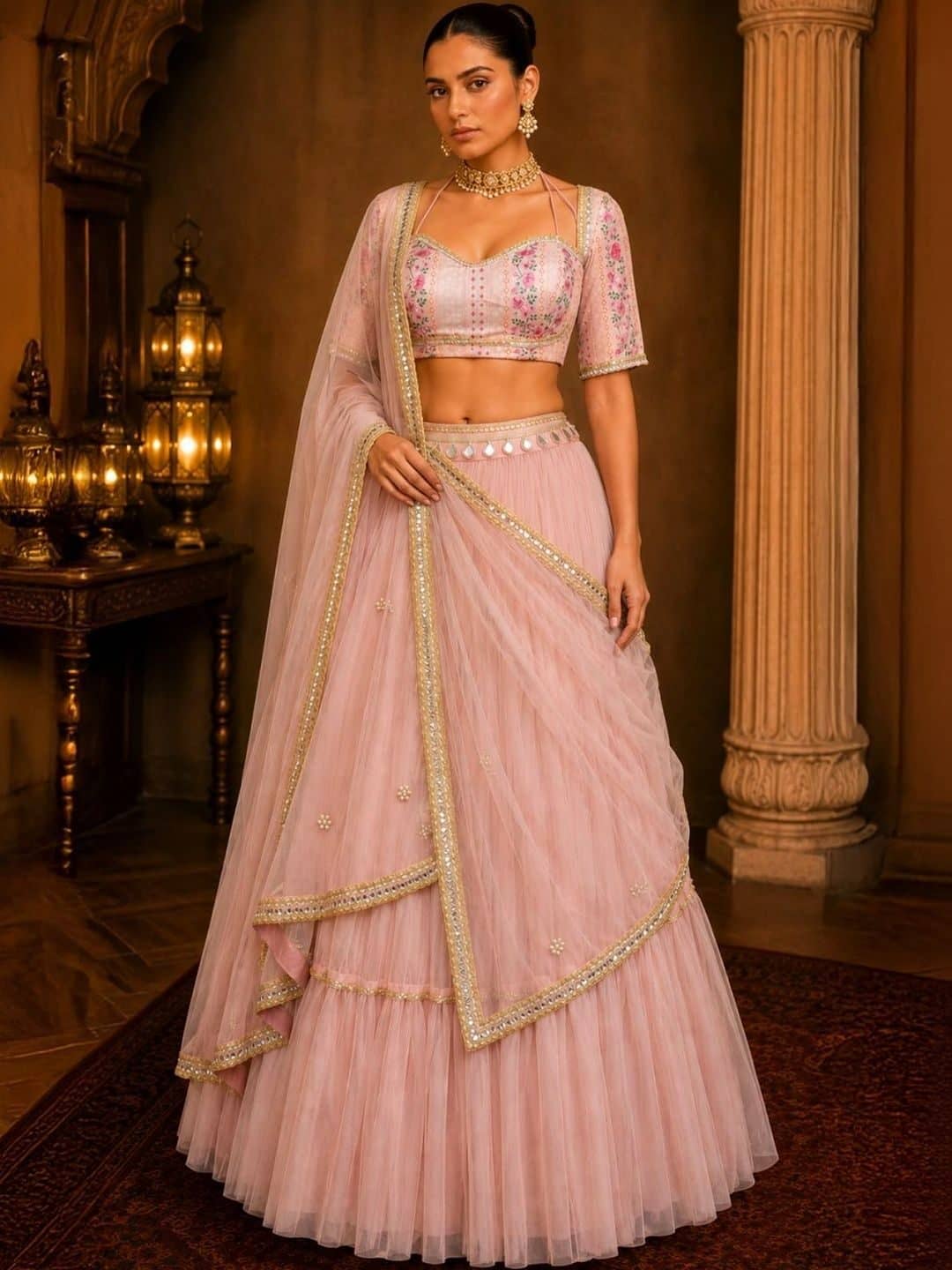 SILCHIC Embroidered Thread Work Ready to Wear Lehenga & Blouse With Dupatta