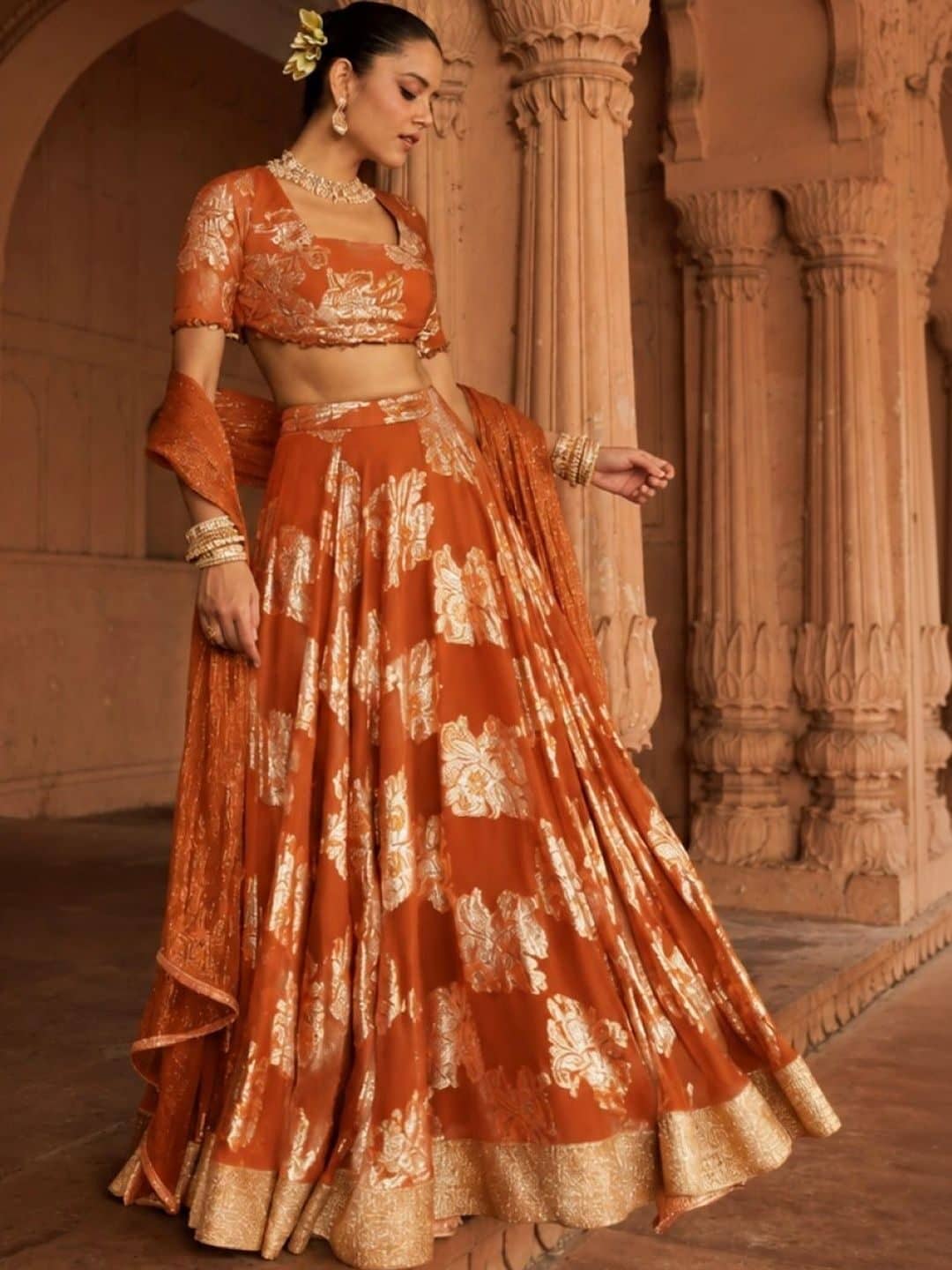SILCHIC Printed Foil Print Ready to Wear Lehenga & Blouse With Dupatta