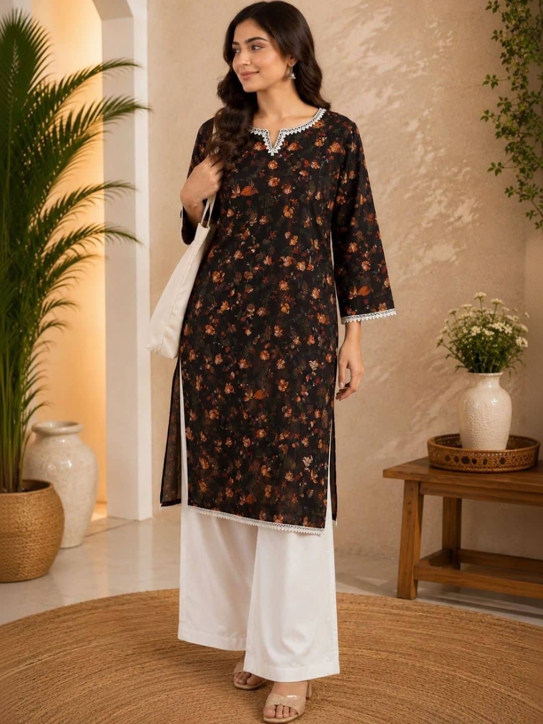 SILCHIC Women Floral Printed Regular Kurta with Palazzos — photo 4