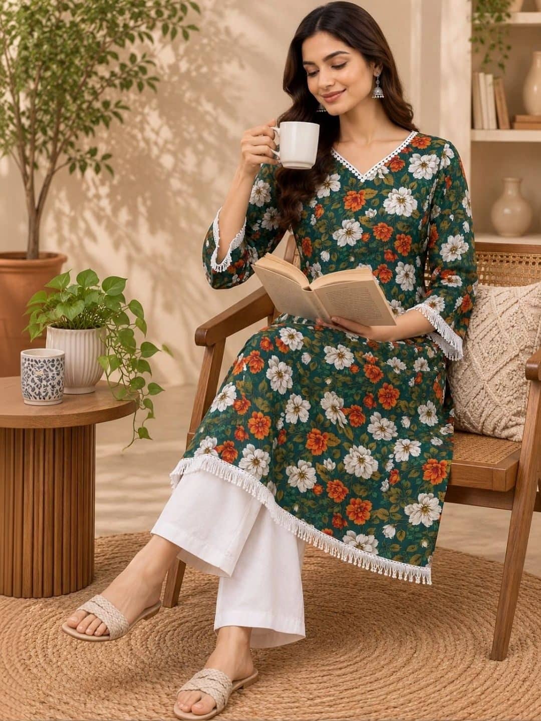 SILCHIC Women Floral Printed Regular Kurta with Palazzos — photo 4