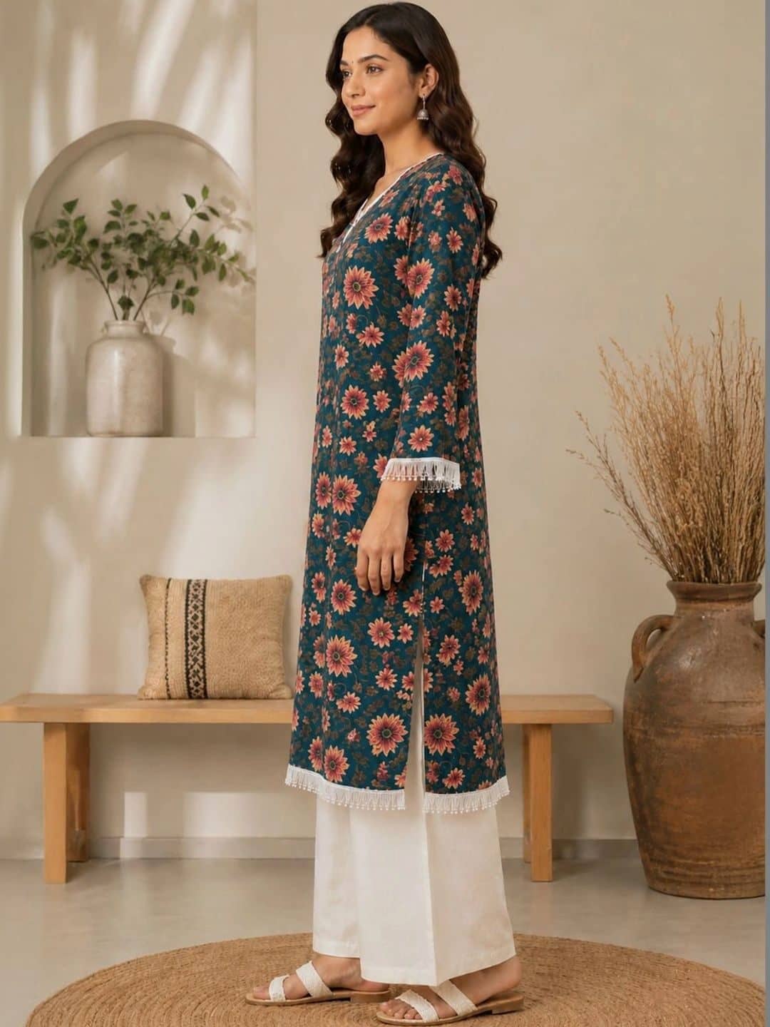 SILCHIC Women Floral Printed Regular Kurta with Palazzos — photo 3