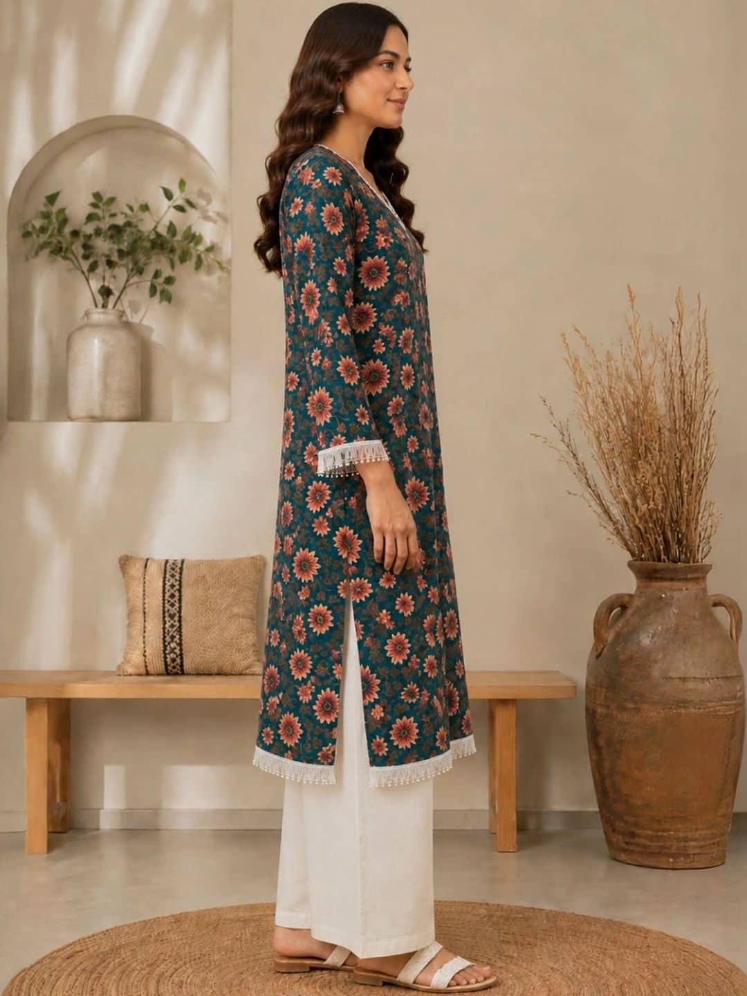 SILCHIC Women Floral Printed Regular Kurta with Palazzos — photo 4