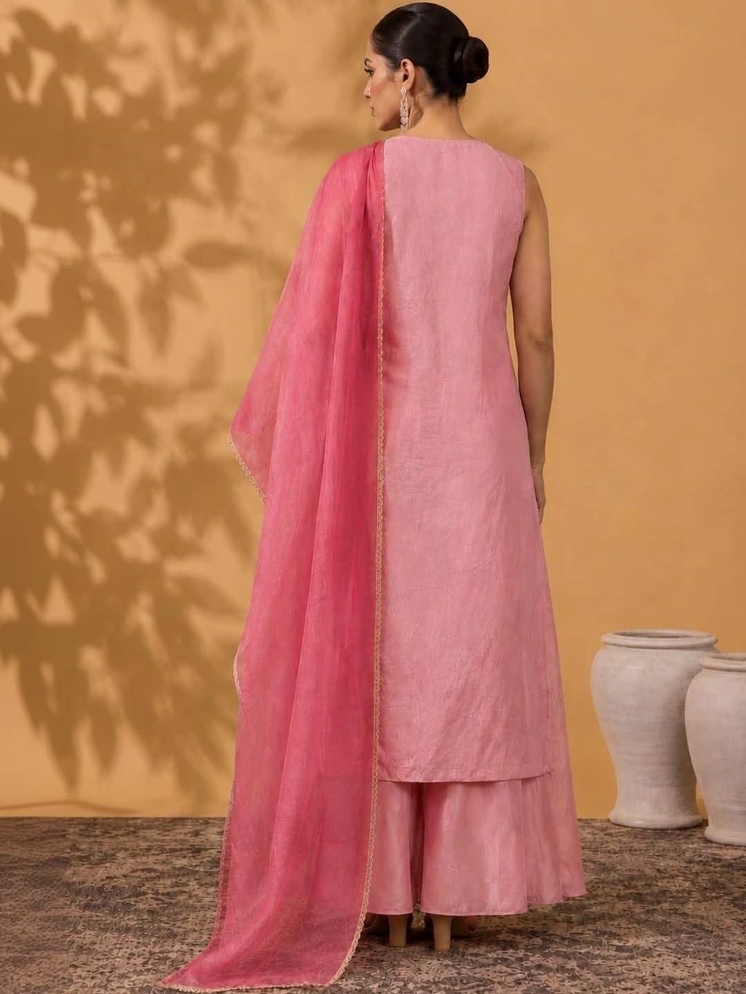 SILCHIC Women Floral Embroidered Regular Thread Work Kurta with Palazzos & With Dupatta — photo 2