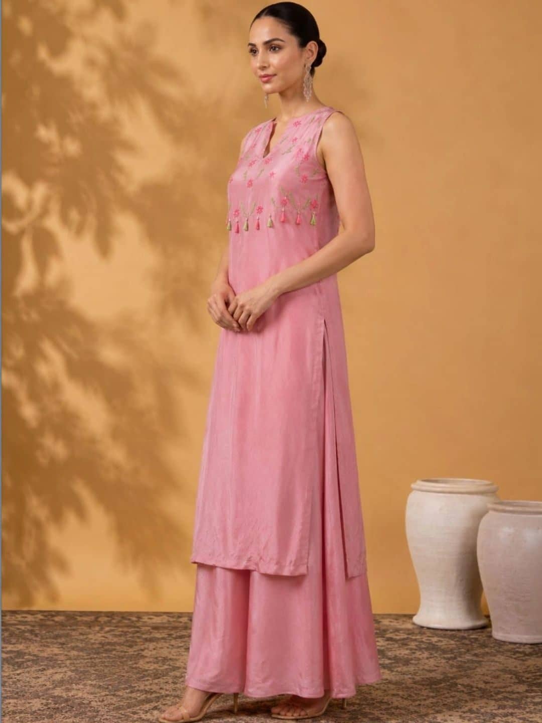 SILCHIC Women Floral Embroidered Regular Thread Work Kurta with Palazzos & With Dupatta — photo 3
