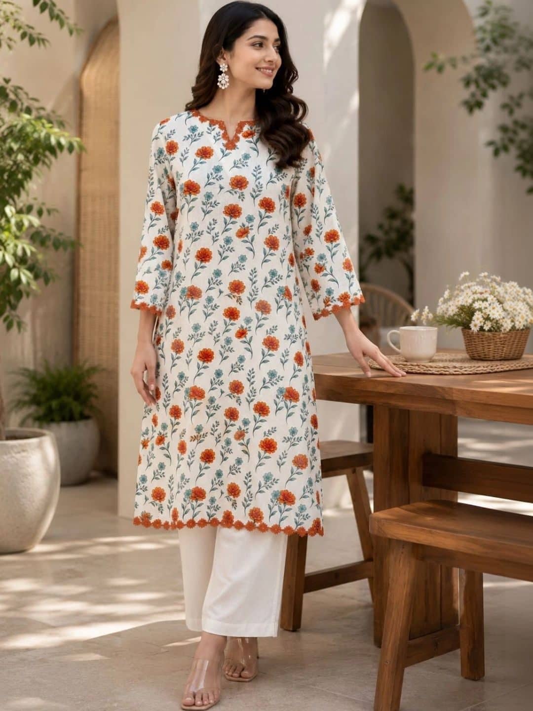SILCHIC Women Floral Printed Regular Kurta with Palazzos — photo 4