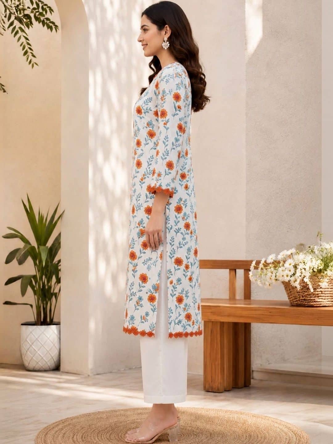 SILCHIC Women Floral Printed Regular Kurta with Palazzos — photo 3