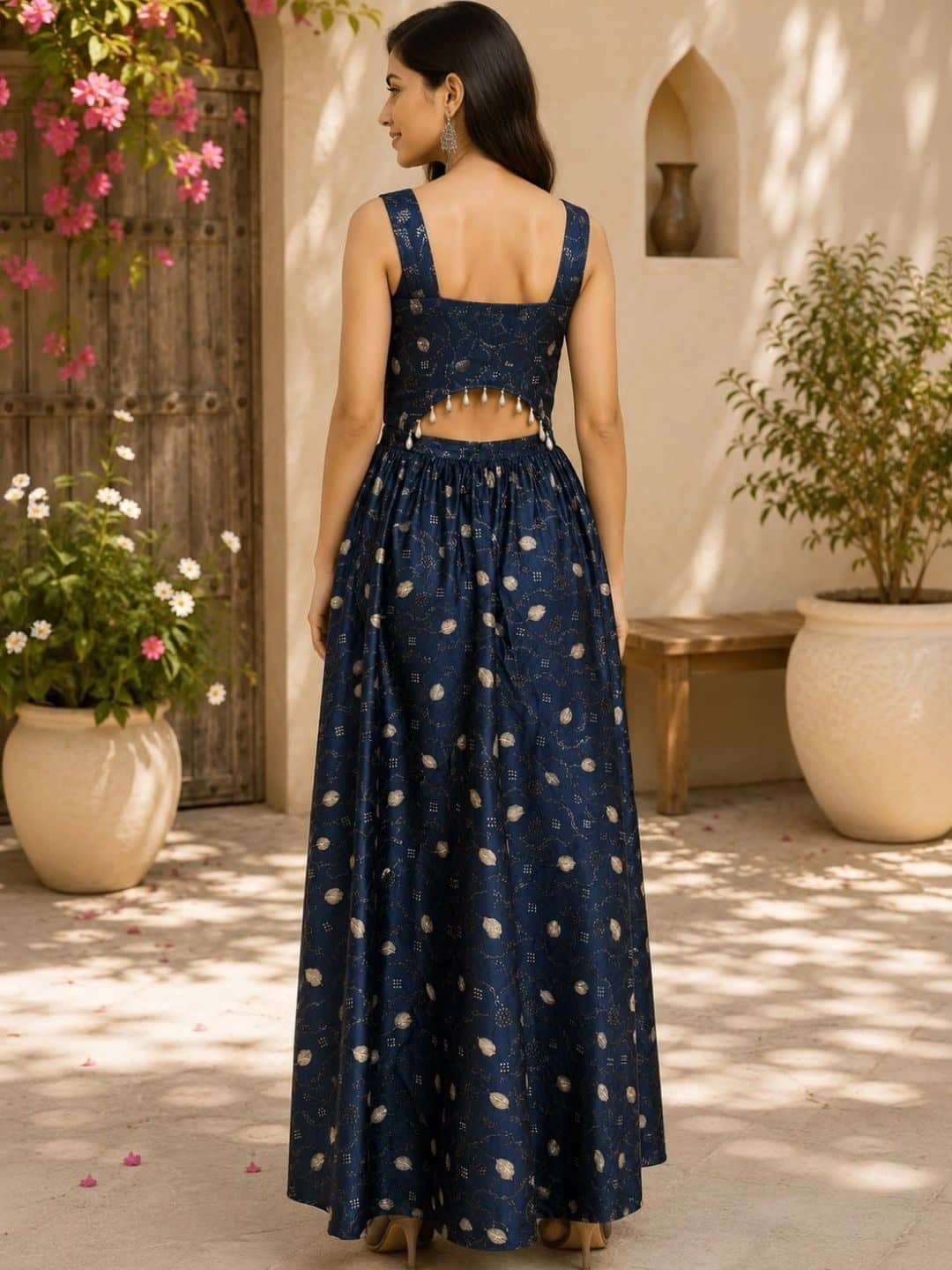SILCHIC Ethnic Motifs Print Satin Maxi Dress — photo 5
