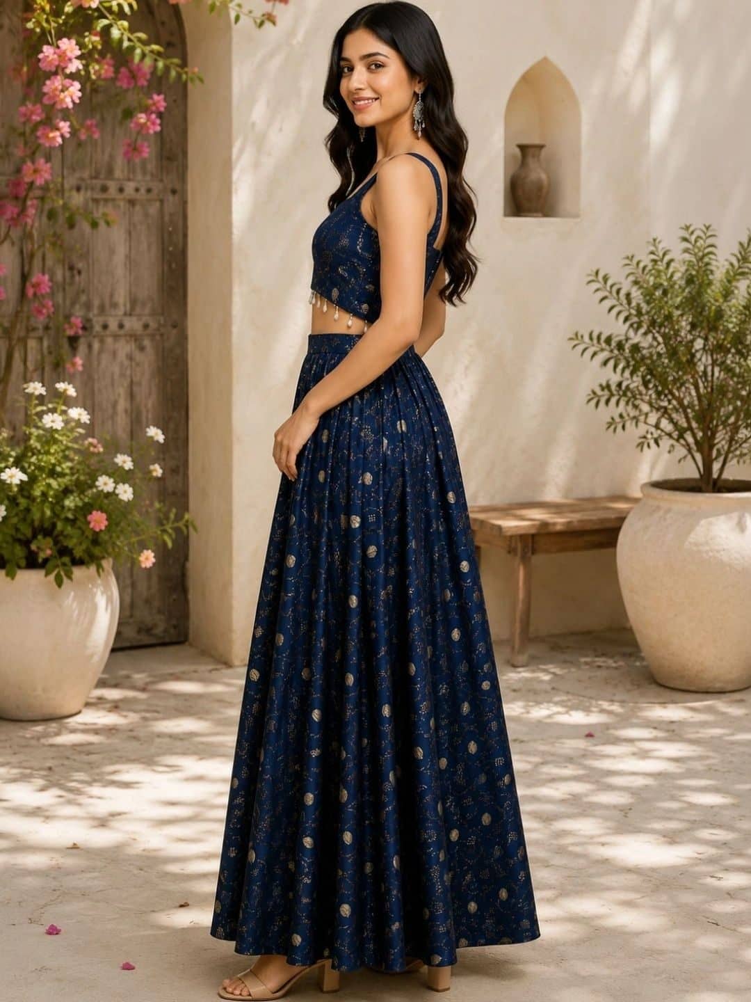 SILCHIC Ethnic Motifs Print Satin Maxi Dress — photo 3