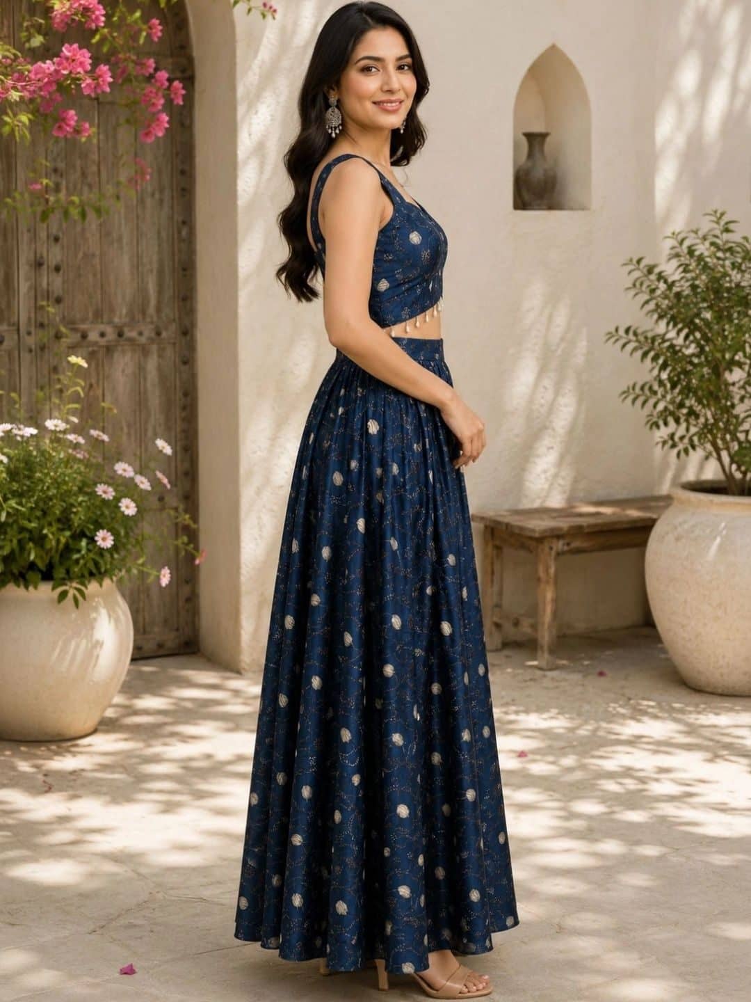 SILCHIC Ethnic Motifs Print Satin Maxi Dress — photo 2