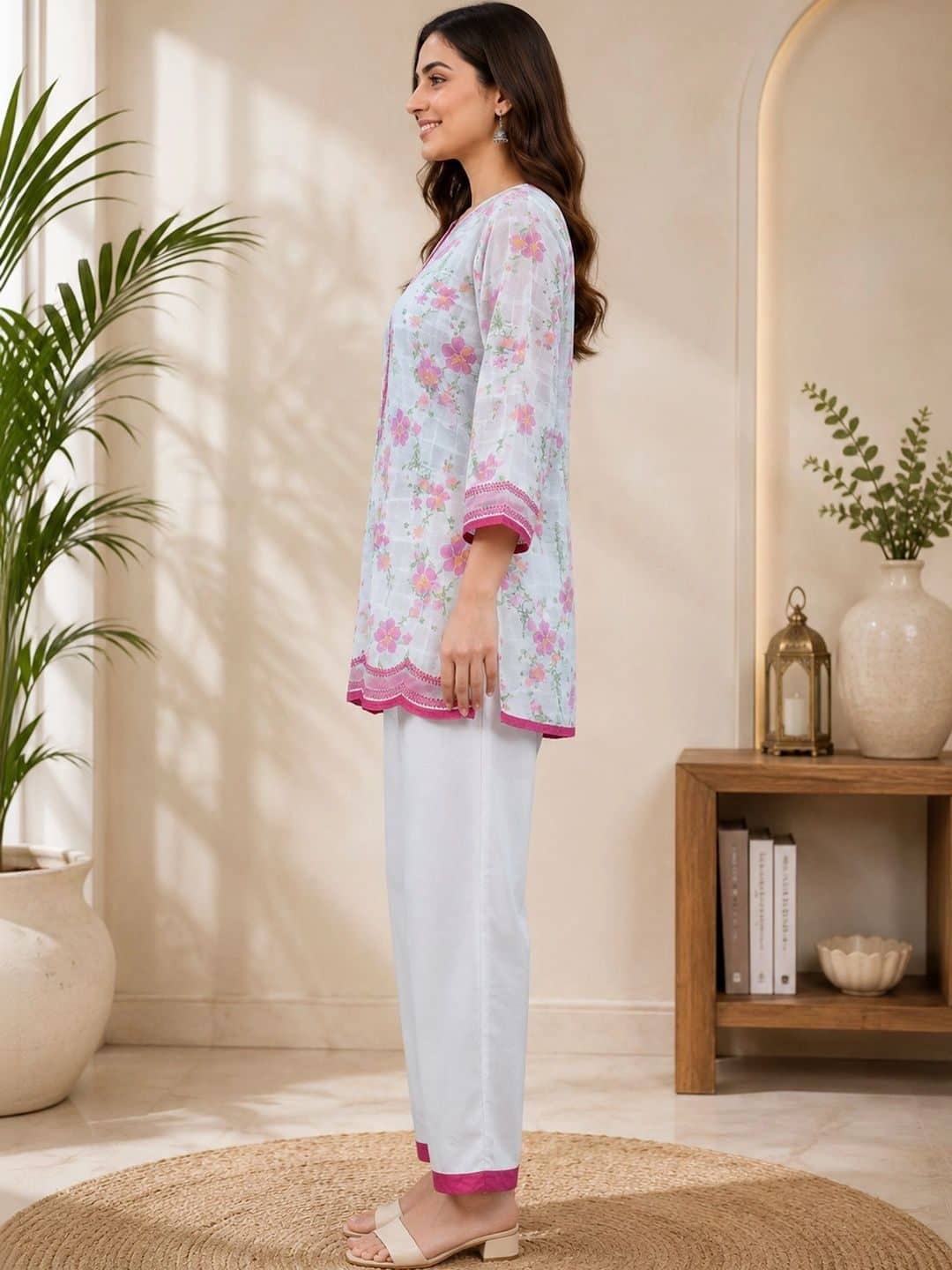 SILCHIC Women Floral Printed Regular Kurta with Trousers — photo 3